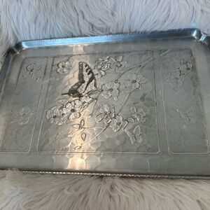 Arthur Armour hammered aluminum art deco style butterfly tray